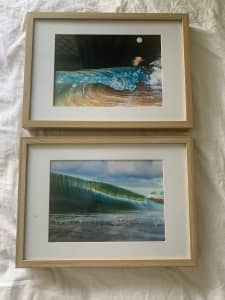 Two beach wave photos with photo frame.