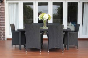 OUTDOOR WICKER 6 SEATER DINING FURNITURE SET,EUROPEAN STYLED