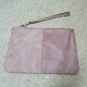 Sportsgirl Pink/Brown Leather Look flat purse