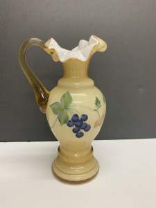 Vintage Fenton Hand Painted Glass Vase 17cm high. Perfect