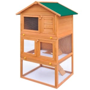 Outdoor Rabbit Hutch Small Animal House Pet Cage 3 Layers Wood...