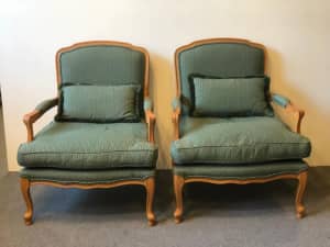 Pair of Green Fabric Chairs.