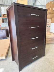 NEW IN BOX CUE Walnut tallboy Dresser drawers Afterpay available