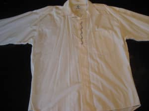 Vintage (1980s) PALCO Collared Button Shirt (White) Front Embroidery