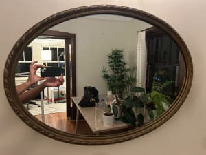 Antique Oval Mirror with Bronze
