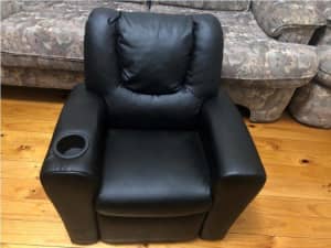 Kids Recliner Chair Black PU Leather Sofa Lounge For Sale