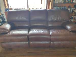 Leather reclining 3 seater lounge and reclining armchair