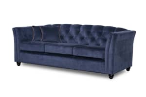 BRAND NEW 3 seater warlock navy fabric sofa
