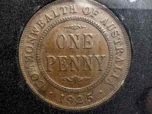 1925 One Penny (Fine) Australian Predecimal Coin