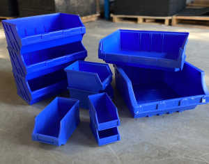 Mixed sized Dexion Picking Blue Bins Storage Tools Lamson Boxes