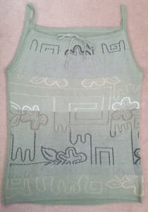 Pastel Mint Green Woven Patterned Tank Top Size 4-6