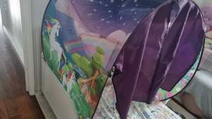 Girls unicorn light up bed tent