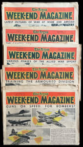 5 x The Argus WW2 1940s Weekly Liftout Magazines