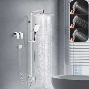 WELS 8 Square HandHeld Shower Head Set with Shower taps Chrome