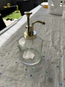 Freedom glass soap dispenser with gold hardware