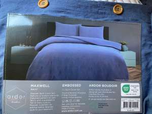 NEW Ardor King size quilt cover Maxwell - blue grey colour
