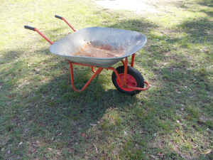 Wheelbarrow smaller type with inflatable tyre .