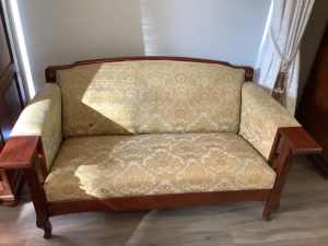 Antique Mahogany lounge suite , lounge and two matching club chairs