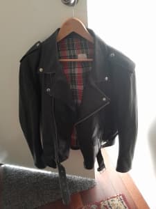 Mens large size real leather motorbike jacket