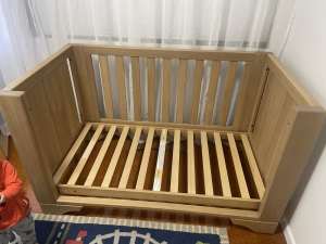 Cot and chest of drawers with change table