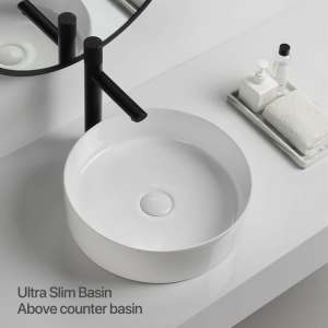 350x350x120mm Gloss White Round Counter Basin