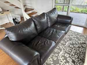 Couch - dark brown leather 