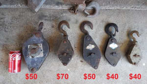 Vintage pulleys different sizes 