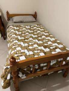 Timber Single Bed with Mattress