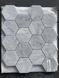 Carrara marble white hexagon honed mosaic tiles by National Tiles
