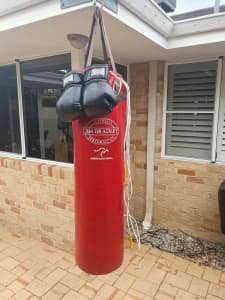 JIM BRADLEY Punch bag new gloves & skipping rope