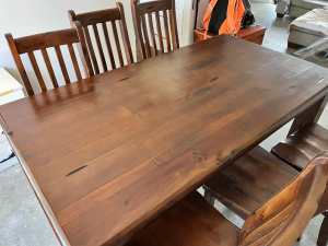 Wooden dining table and 6 chairs