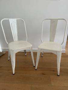 White metal dining chairs