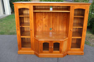 Wall Unit for video games/TV/etc. Has Glass Doors,