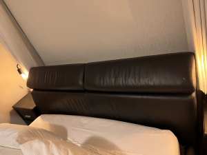 Leather bedframe with 2 side tables