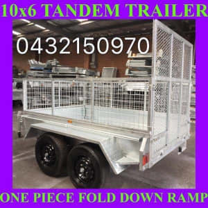 10x6 galvanised box tandem trailer with cage 70x50 chassis