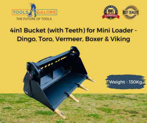 4in1 Bucket (with Teeth) for Mini Loader - Dingo, Toro, Vermeer, Boxer