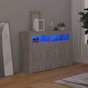 Sideboard with LED Lights Concrete Grey 115.5x30x75 cm...