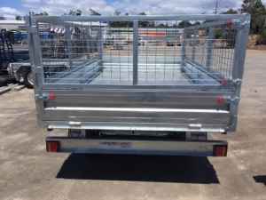 10 x 6 tandem Longlife braked flatbed galv trailer with cage