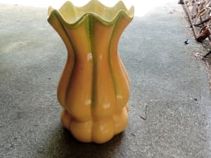 Large Double Fluted Midcentury Modern Tulip Flower Vase ceramic