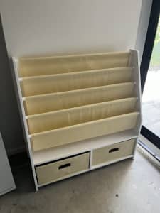 Kids baby nursery book display shelf with drawers