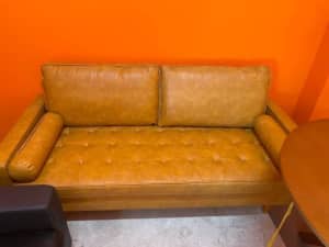 ON SALE!!! BROWN LEATHER SOFA - OWN YOURS NOW!!!