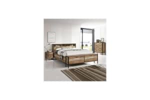 Mascot Queen Bed With Storage Oak Colour