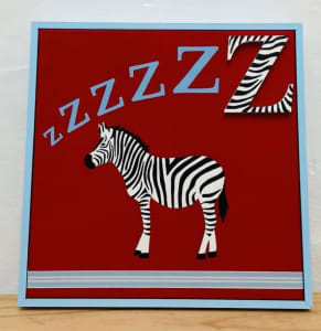 Framed Painting on Canvas - Zebra (Red) - Hand painted & NEW 