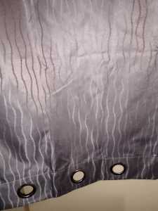 Pair grey polyester curtains, with contrast pattern(for rod mounting)