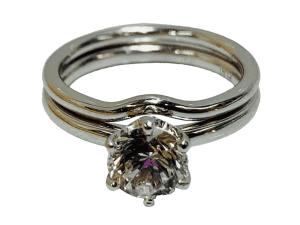 Platinum Ladies Moissanite Jewellery Ring Size I 032400249684