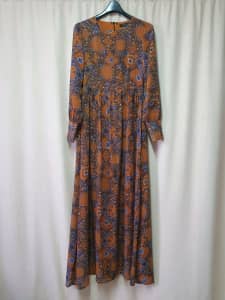 Divinity Connection brown and blue patterned boho Maxi dress size 8