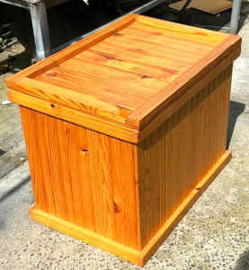 timber chest storage box, h555mm w700mm d485mm