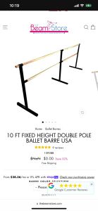 10ft 3m Double Ballet Barre from The Beam Store