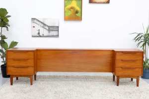 FREE DELIVERY-RETRO VINTAGE HAYSON QUEEN BEDHEAD WITH DRAWERS