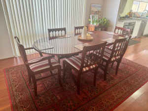 Timber Dining Table 6 Seater Extendable 1.6m to 2m and Chairs